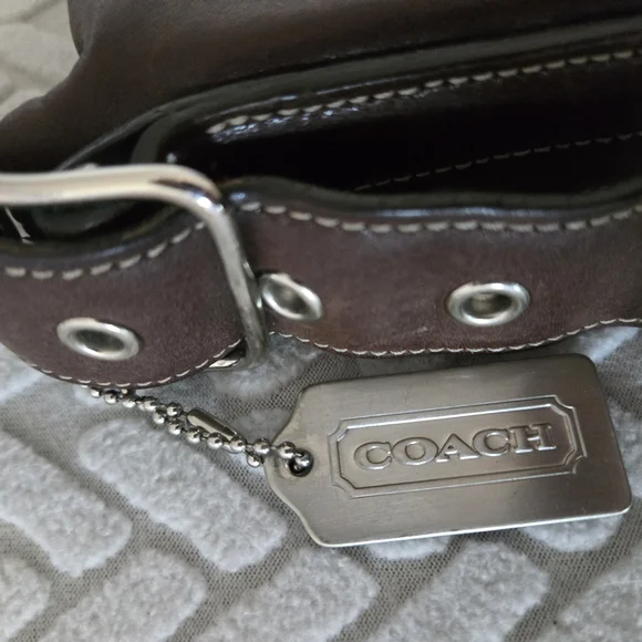 Coach Dark Brown Leather Bag with Silver Accents - Picture 5 of 10